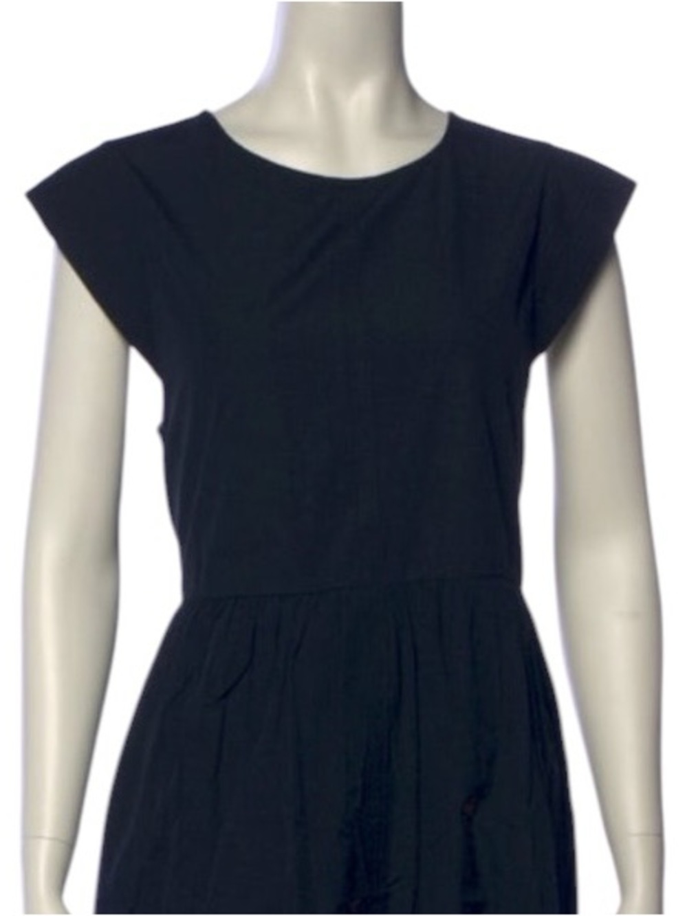 THE GREAT. Black Cotton Sleeveless Midi Dress Drop Waist Pockets NWT Size 2/Med - Picture 6 of 6